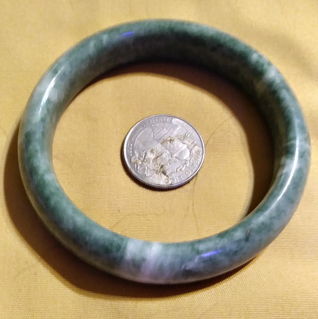 Vintage, Green Jade, Marbled Bracelet. Fits Up To 8"